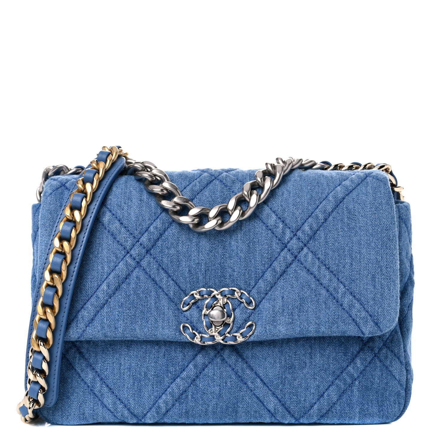 Chanel 19 Denim Flap Bag Blue in 2023
