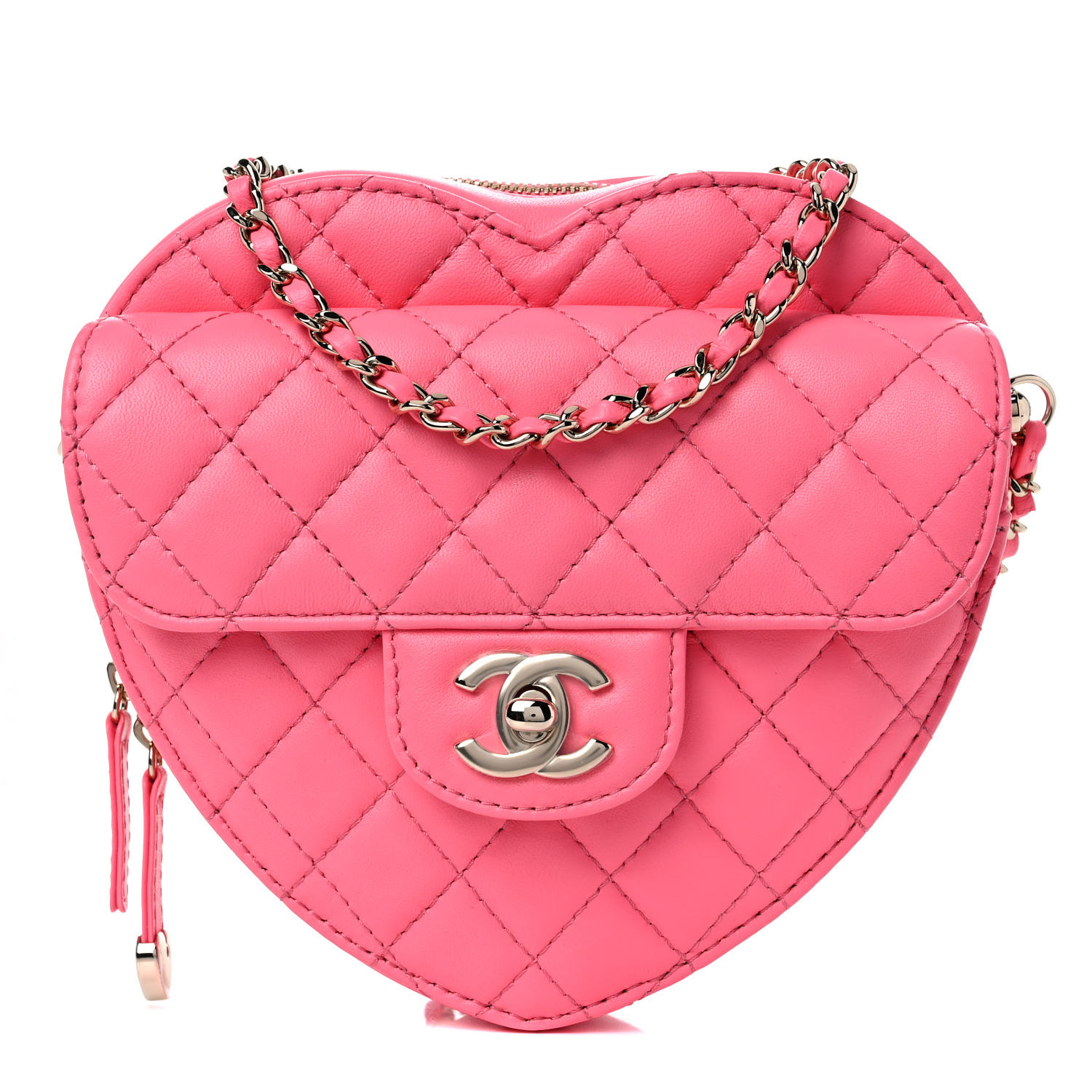 CHANEL Lambskin Quilted CC In Love Heart Bag Pink 